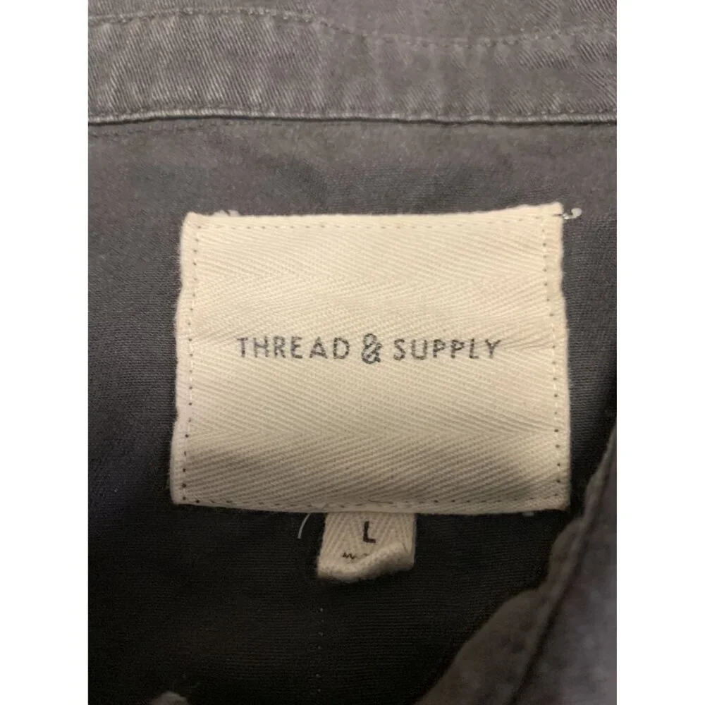Thread & Supply L Gray Button Up Shacket Aztec Knitted Sleeves 4 Pockets - Picture 4 of 8